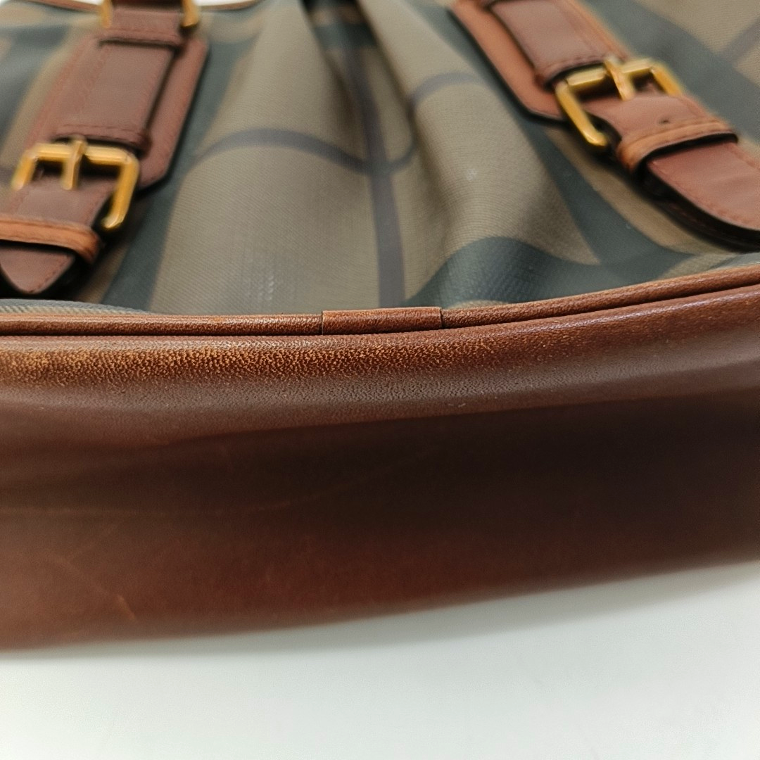 BURBERRY Northfield Brown Coated Canvas Single Shoulder Bag Handbag Crossbody Bag Golden hardware-(SKU)-959101361