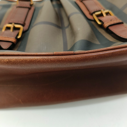 BURBERRY Northfield Brown Coated Canvas Single Shoulder Bag Handbag Crossbody Bag Golden hardware-(SKU)-959101361