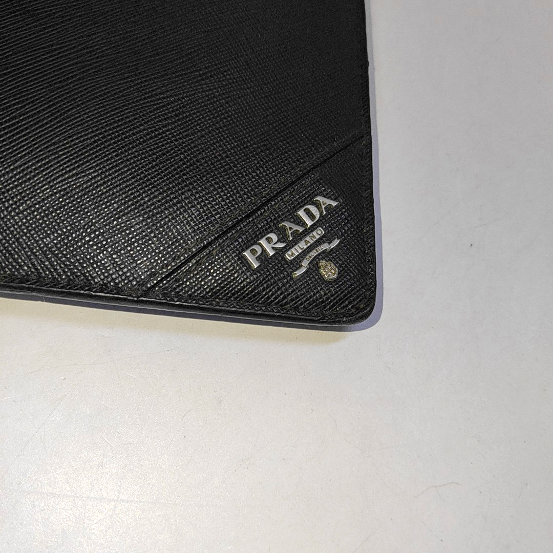 PRADA Black Cowhide Clutch Silver Hardware-(SKU)-942856907