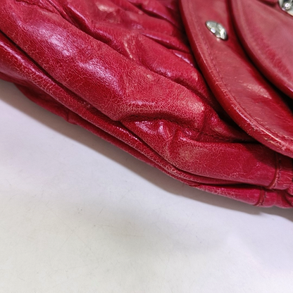 Miu Miu Miu Coffer Red Lamb Leather Quilted Woven Single Shoulder Bag Handbag Crossbody Silver Hardware Removable shoulder strap-(SKU)-959188889