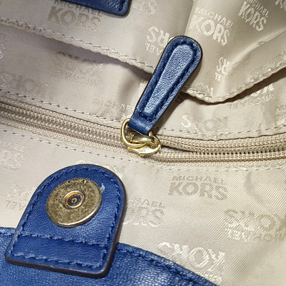 MICHAEL KORS Dark Blue Cowhide Single Shoulder Bag Handbag Golden hardware-(SKU)-928999940