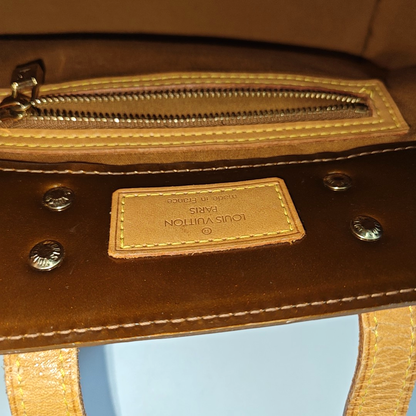 LOUIS VUITTON READE Small size Brown Patent Leather Embossed Handbag Golden hardware-(SKU)-936181874