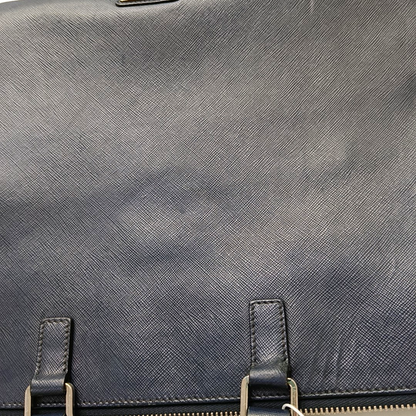 PRADA Dark Blue Leather Handbag Silver Hardware-(SKU)-954413734
