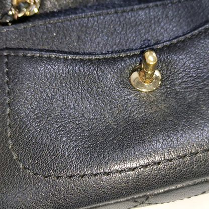 CHANEL NOW AND FOREVER Black Lamb Skin Quilted Crossbody, Shoulder Bag with Golden Hardware 27 Clasp-(SKU)-14471021