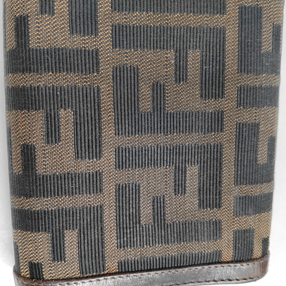 FENDI 棕色帆布双F钱包-(SKU)-960315050