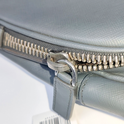 PRADA Dark Grey Cowhide Crosshatch shoulder bag Silver Hardware-(SKU)-938485965