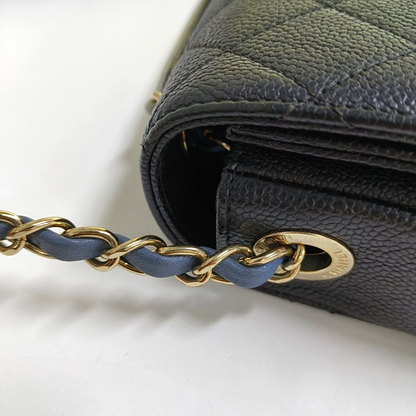 CHANEL THREAD AROUND Medium Black Calfskin Quilted Chevron Single Shoulder Bag Handbag Detachable Strap-(SKU)-954093937