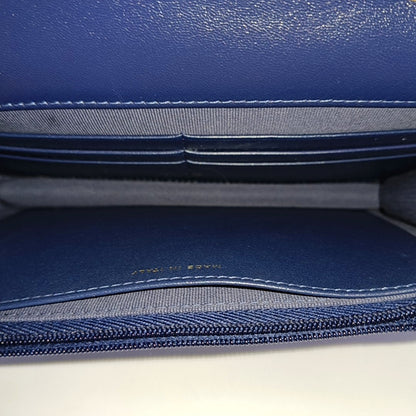 CHANEL 24B Dark Blue Lamb Skin Diamond Quilted Shoulder Bag Crossbody Bag Golden Hardware-(SKU)-965304712