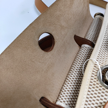 HERMÈS Herbag Small Milkshake White Canvas Backpack Handbag with Silver Hardware 🄷 Mark-(SKU)-953760184