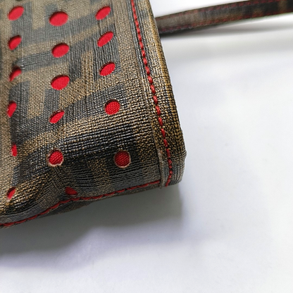 FENDI Tote bag 棕色织物双FHandheld包 Golden hardware-(SKU)-951940750