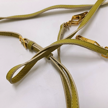 BURBERRY Yellow Green Leather Studs Embellished Shoulder Bag Crossbody Golden hardware Removable shoulder strap-(SKU)-954809975