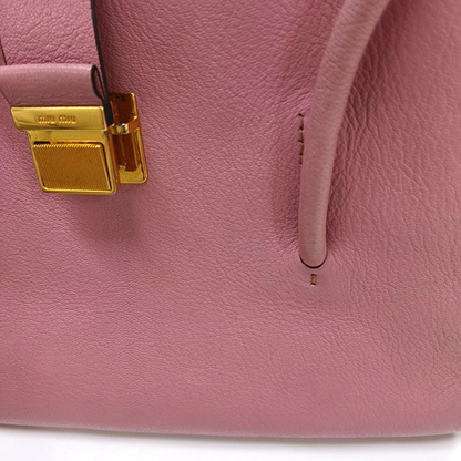 Miu Miu Pink Cowhide Sling Bag Tote Bag Golden hardware Removable shoulder strap-(SKU)-930663489