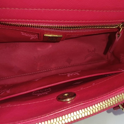 MCM NUOVO Hot Pink Leather Shoulder and Handbag Golden hardware Removable shoulder strap-(SKU)-943468994