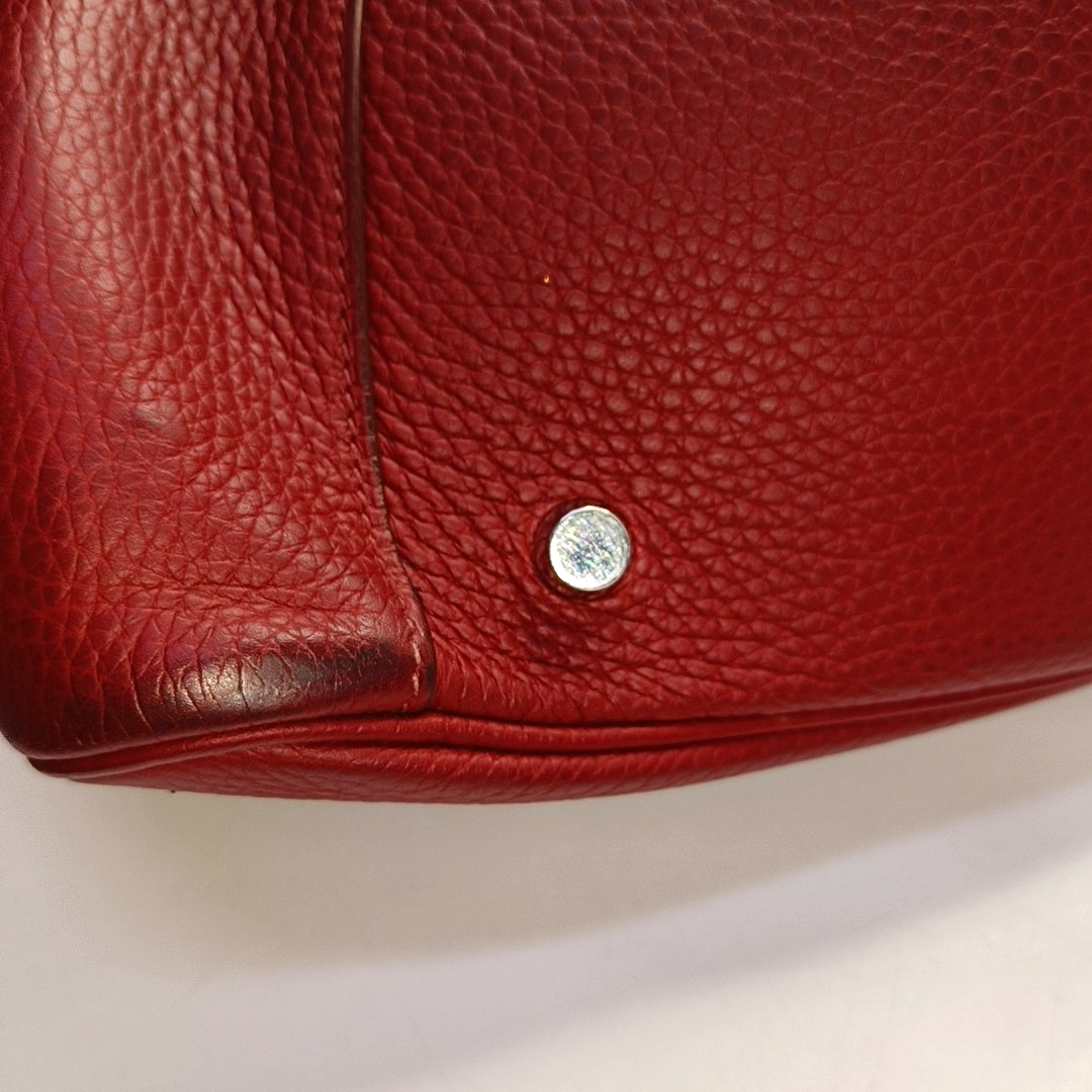 HERMÈS Lindy 34 Flag Red Clemence Leather Shoulder Bag Tote Bag Silver Hardware 🅀 Clasp-(SKU)-956096162