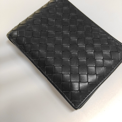 BOTTEGA VENETA Black Sheepskin Woven Wallet-(SKU)-955363008