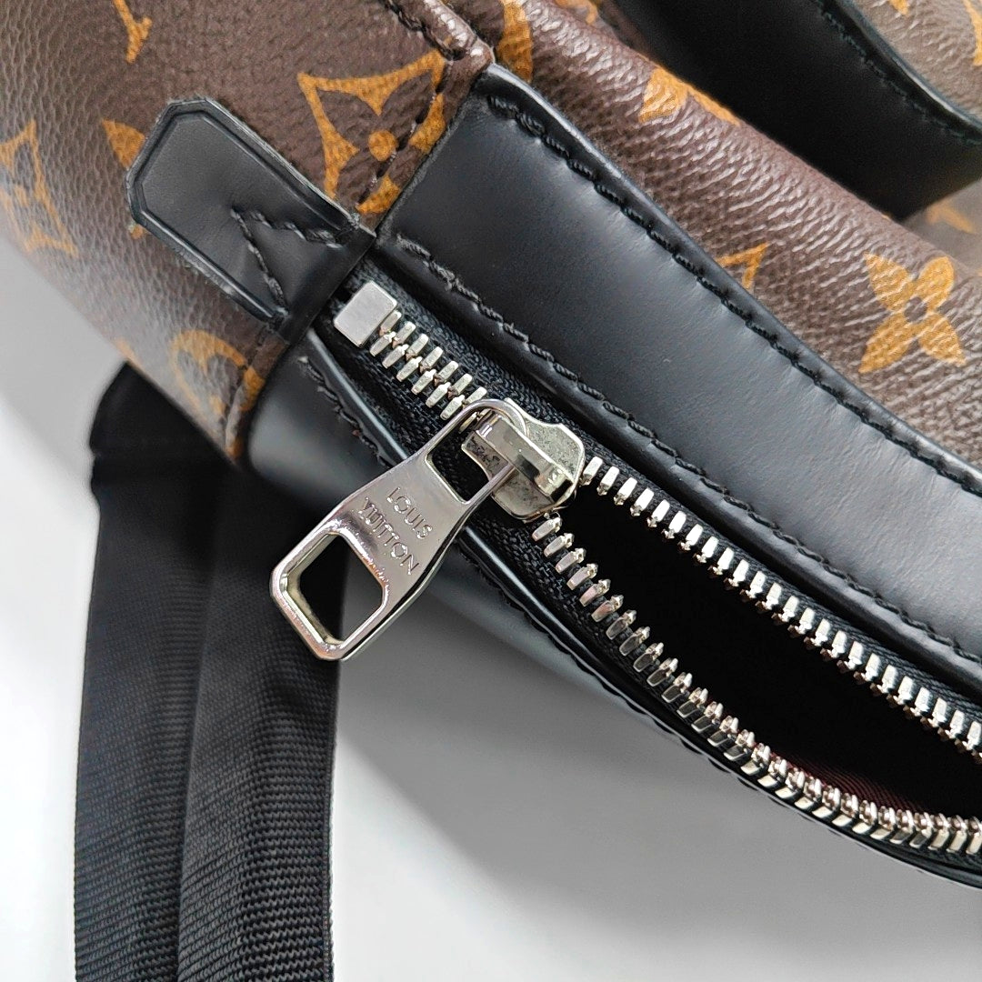 LOUIS VUITTON JOSH Brown Coated Canvas Monogram Backpack, Tote Bag, Silver Hardware-(SKU)-971389459
