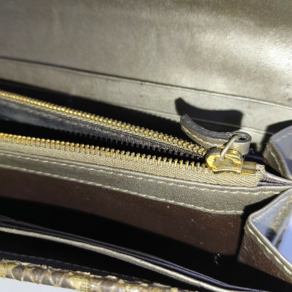 GUCCI Queen Margaret Brown Snake Leather Embossed Wallet Golden hardware-(SKU)-958381527