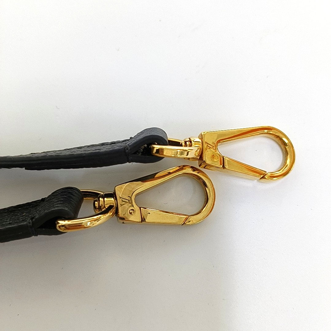 LOUIS VUITTON MONTAIGNE BB Black Leather Grained Montaigne Bag Shoulder Bag Crossbody Handbag with Gold Hardware and Removable Strap-(SKU)-969635032