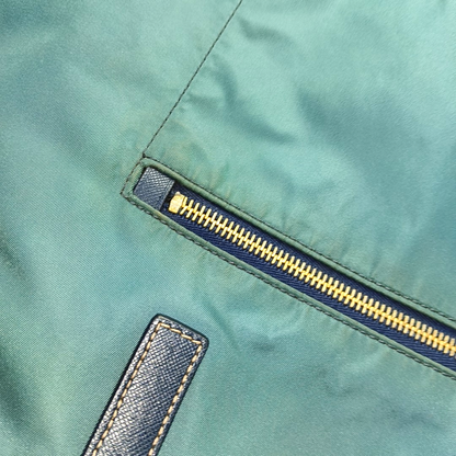 PRADA Tote bag Teal Nylon Logo Single Shoulder Bag, Handbag Golden hardware-(SKU)-952291642