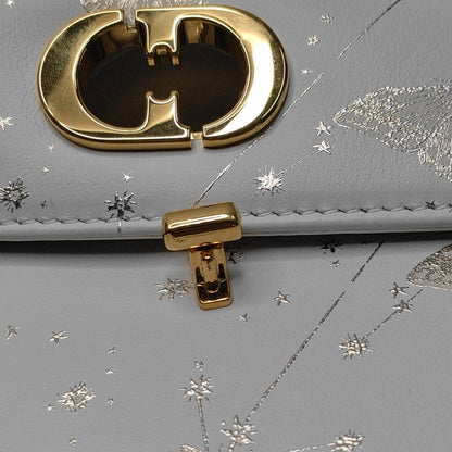 DIOR Miss Caro Mini White Leather Printed Crossbody Bag Single Shoulder Bag Golden White Hardware Removable Shoulder Strap-(SKU)-969767910