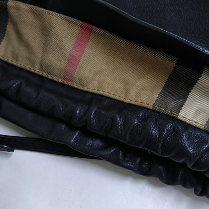 BURBERRY Black Leather Crossbody Bag Single Shoulder Bag Golden hardware Removable shoulder strap-(SKU)-947151988