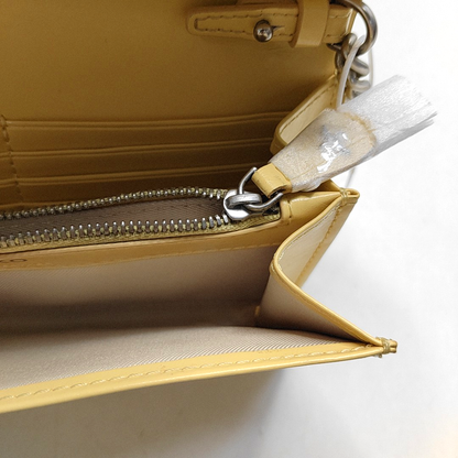 PINKO Love Evolution Small size Yellow Leather Stud Crossbody Single Shoulder Bag Clutch Golden Silver Hardware Removable shoulder strap-(SKU)-944690320