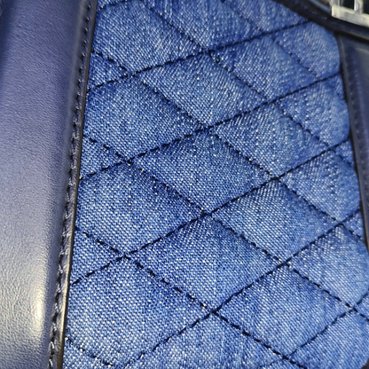 REBECCA MINKOFF Love  Blue Leather Quilted Crossbody Shoulder Bag Silver Hardware Removable shoulder strap-(SKU)-935256758