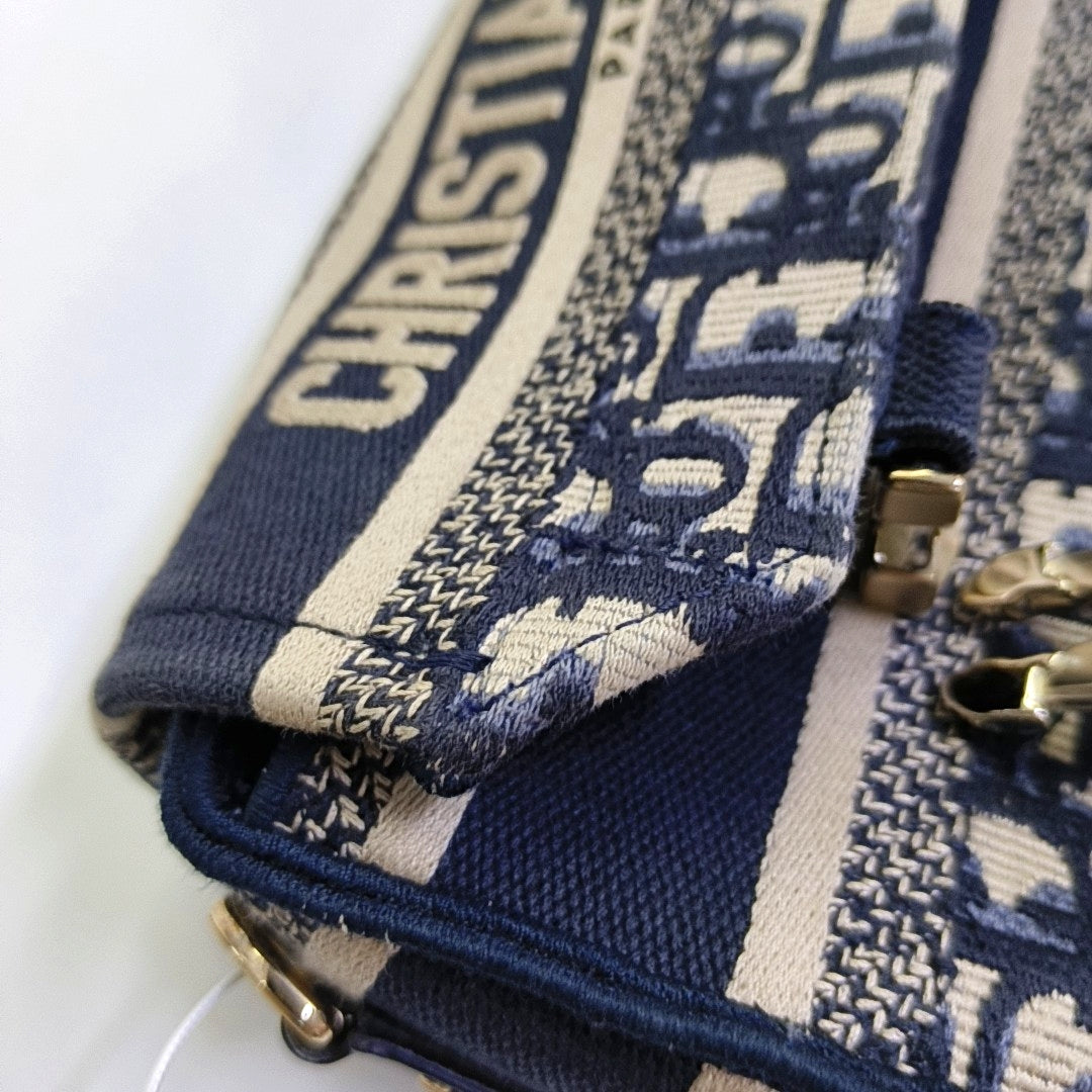 DIOR Diorcamp small size deep blue canvas with Monogram embossed pattern shoulder bag, crossbody bag, handbag with gold hardware and detachable strap-(SKU)-968753549