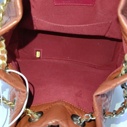 CHANEL GABRIELLE Small Brick Red Leather Quilted Chain Backpack with Detachable Strap, Gold Silver Rhodium Hardware, 26 Flaps-(SKU)-967622926