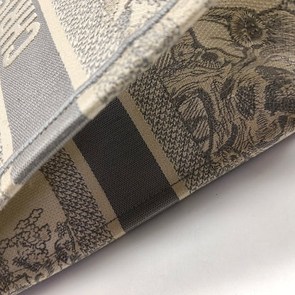 DIOR Book Tote Medium Grey Canvas Embroidered Handbag-(SKU)-971117426