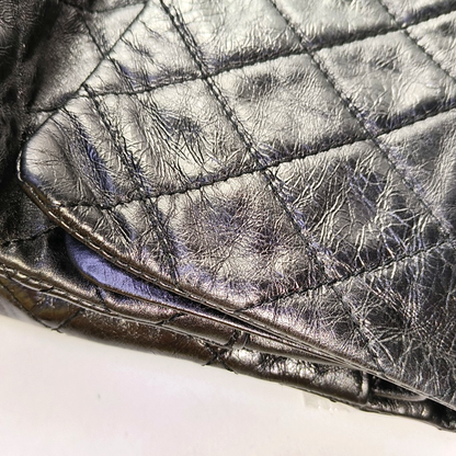 CHANEL 2.55 Black Calfskin Quilted Diamond Pattern Shoulder Bag Gold Hardware 12 Clasp-(SKU)-962208163