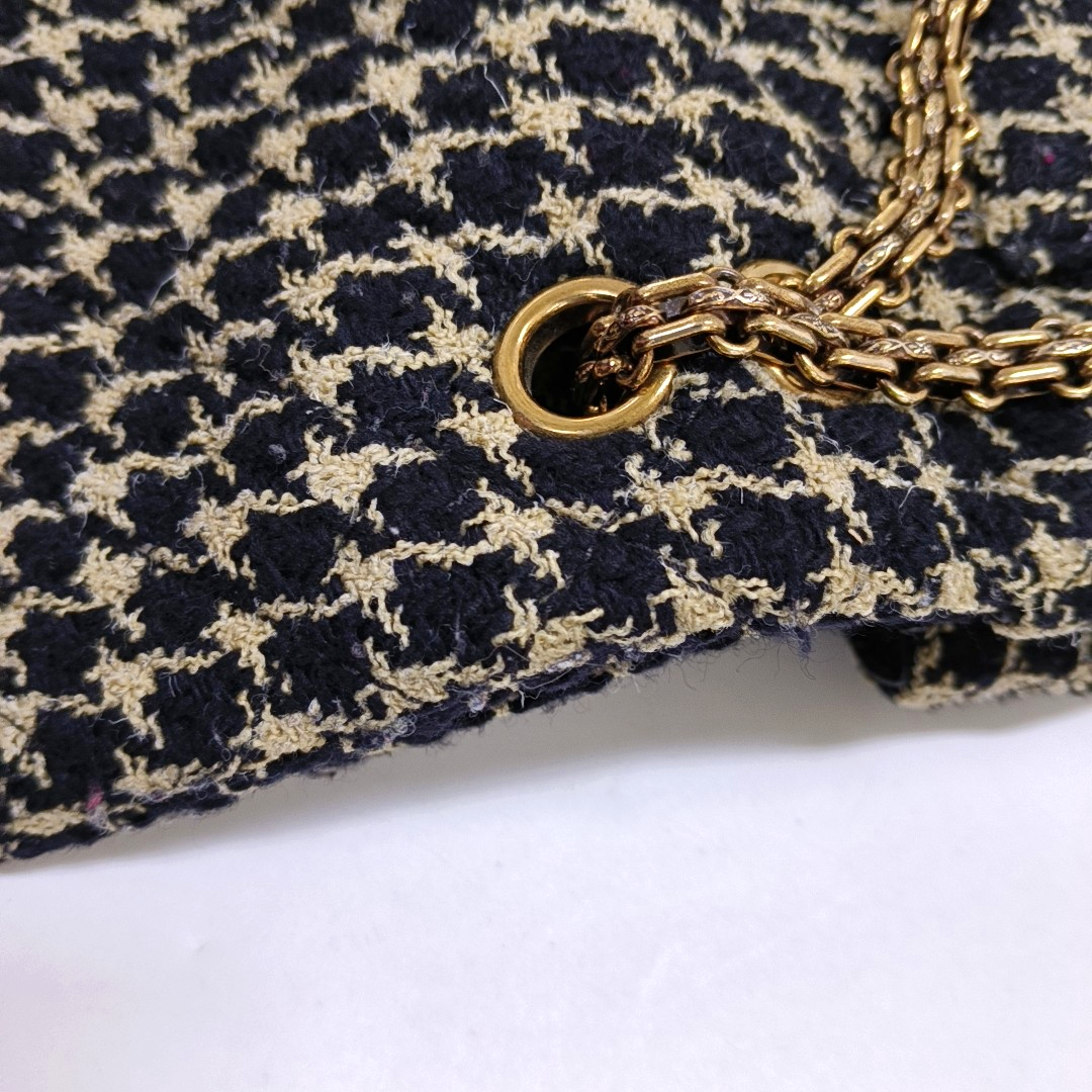 CHANEL 2.55 multicolor wool single shoulder bag/crossbody bag with gold-colored hardware, 21 pockets-(SKU)-960334063