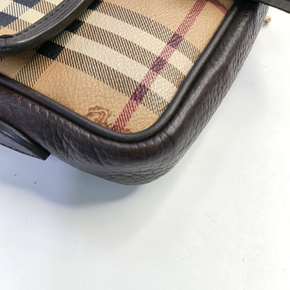 BURBERRY Brown Coated Canvas Warhorse Grain Single Shoulder Bag Crossbody Bag Golden hardware-(SKU)-953635719
