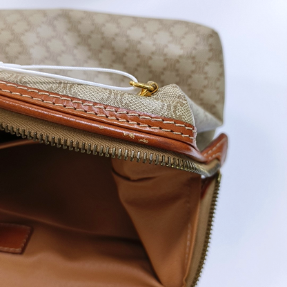 CELINE Khaki Coated Canvas Triumph Clutch Golden hardware-(SKU)-955736593