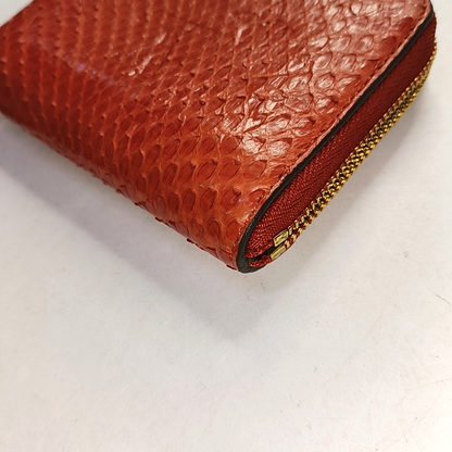 LOUIS VUITTON Orange Red Snake Skin Wallet Golden hardware-(SKU)-952344974