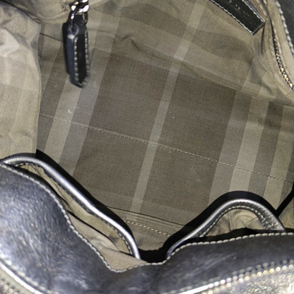 BURBERRY Silver Cowhide Single Shoulder Bag Crossbody Tote Bag Black hardware Removable shoulder strap-(SKU)-938135515