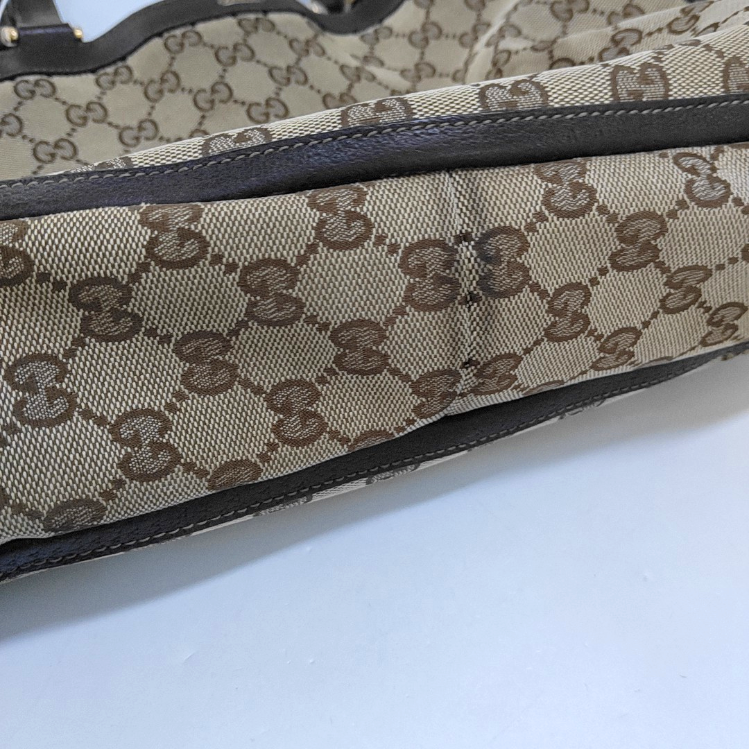 GUCCI Abbey Brown Canvas Monogram Handbag Single Shoulder Bag Golden hardware-(SKU)-959312527