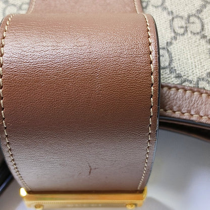 GUCCI Padlock Medium Brown Coated Canvas Monogram Shoulder Bag Handbag Golden Hardware-(SKU)-969086210