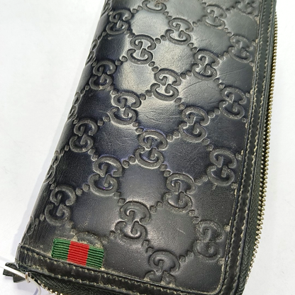 GUCCI Black cowhide monogram embossed handbag Silver Hardware-(SKU)-959345150
