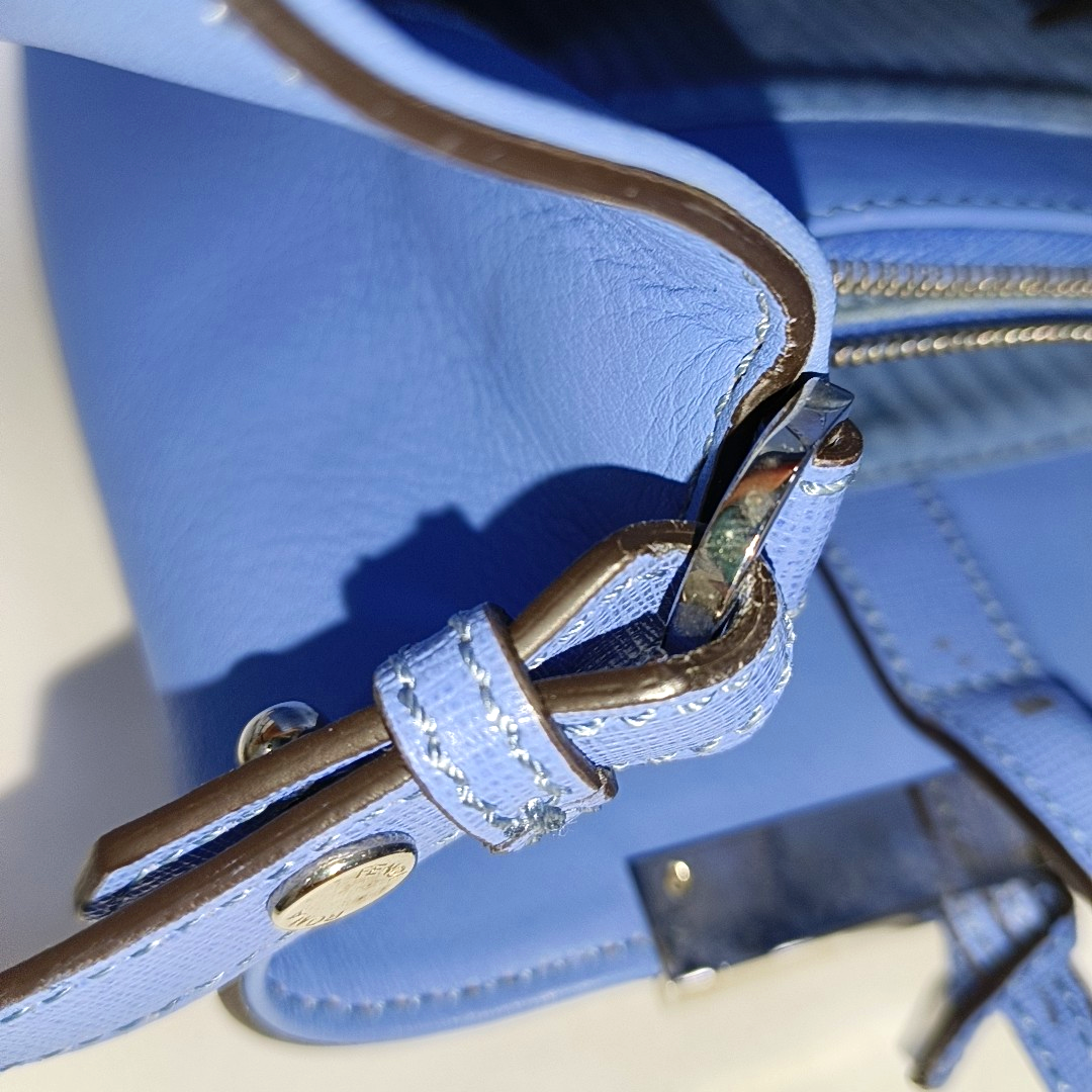FENDI 2 Jours Small size Blue cowhide crossbody, handbag, shoulder bag Silver Hardware Removable shoulder strap-(SKU)-14510368