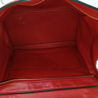 CELINE TRAPEZE Medium size Red Cowhide Swing Bag Single Shoulder Bag Handbag Golden hardware Removable shoulder strap-(SKU)-950729594