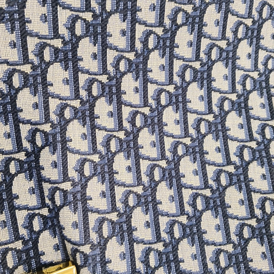 DIOR C'Est Dior Medium Gray Canvas Monogram Jacquard Shoulder Bag with Chain Strap, Gold Hardware, 2 Removable Shoulder Straps-(SKU)-956765138