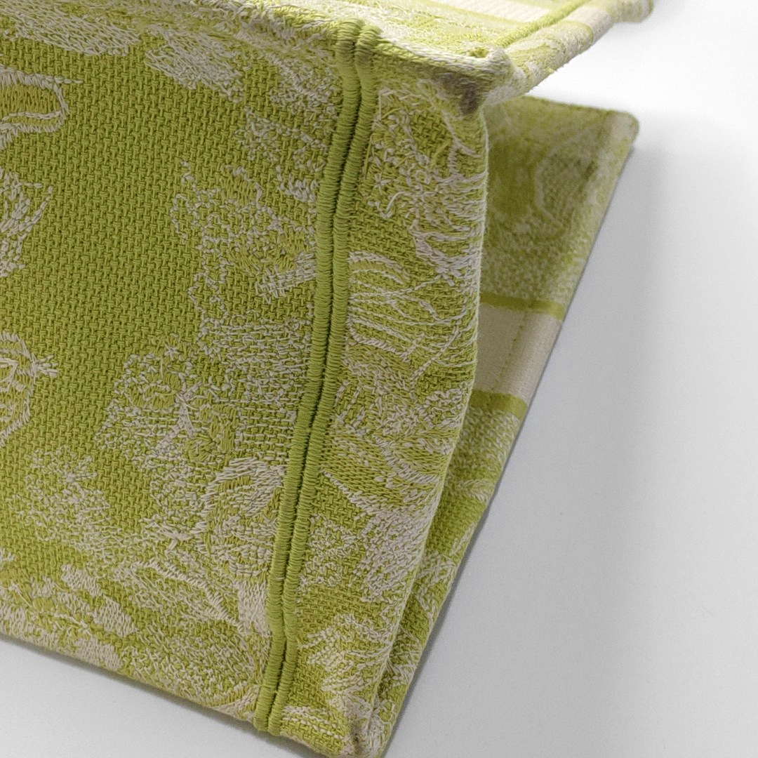 DIOR Book Tote Medium Yellow Fabric Embroidered Handbag-(SKU)-959513521