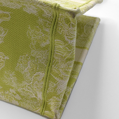 DIOR Book Tote Medium Yellow Fabric Embroidered Handbag-(SKU)-959513521