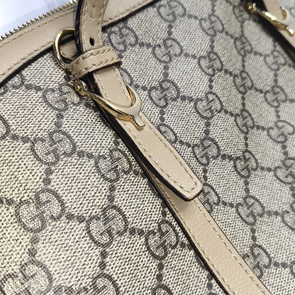 GUCCI Small size Khaki Coated Canvas Monogrammed Single Shoulder Bag Tote Golden hardware Removable shoulder strap-(SKU)-942536212
