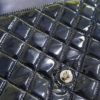 CHANEL CLASSIC FLAP Deep Blue Patent Leather Quilted Bag with Silver Hardware, 19-(SKU)-966563538
