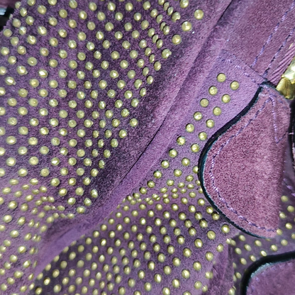 BURBERRY Purple Velvet Leather Tote Bag Golden hardware-(SKU)-12946177