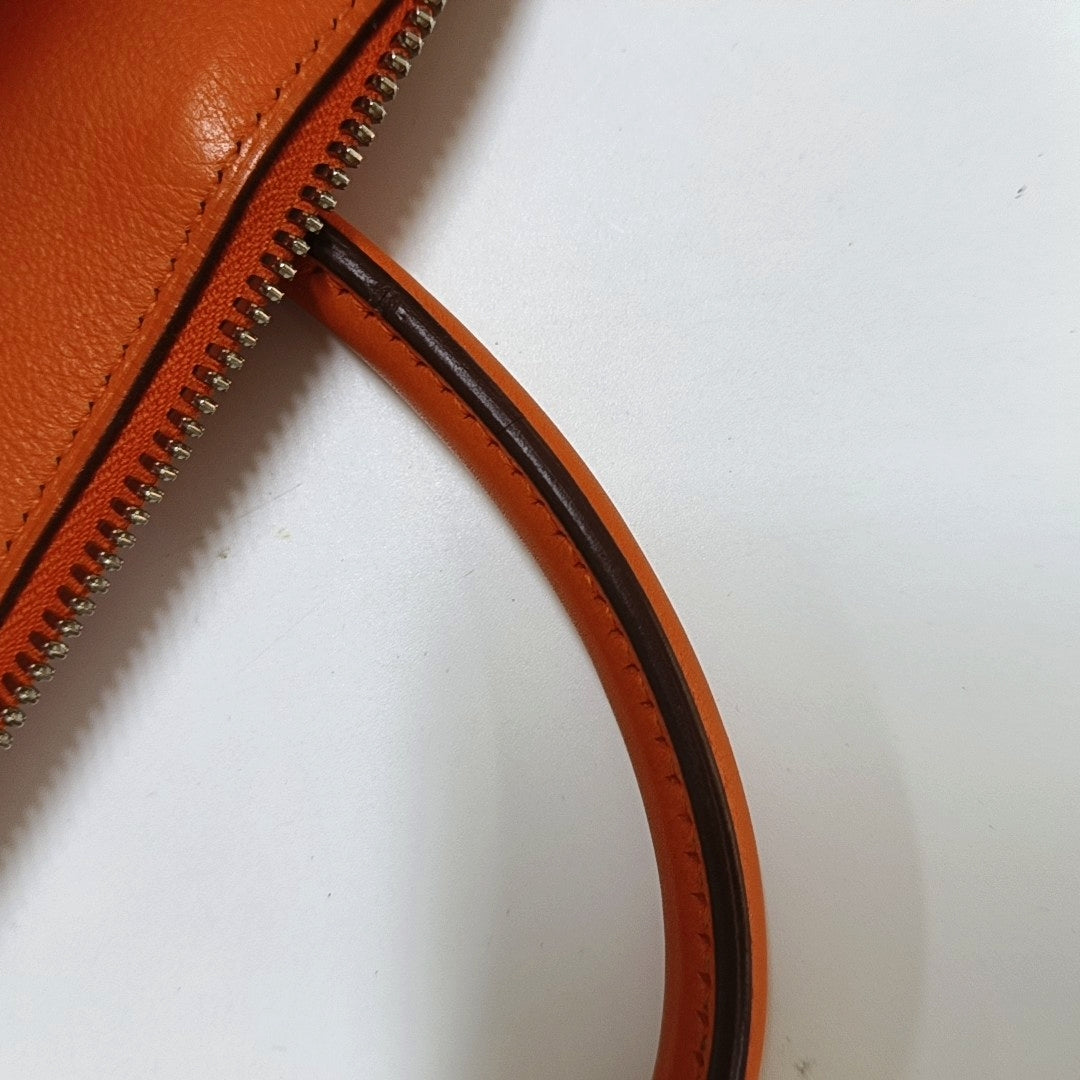 HERMÈS Bolide 31 Hermes Orange Evercolor Leather Bowling Bag Handbag Silver Hardware 🄺-(SKU)-968974398