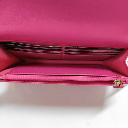 CHANEL WOC Pink Lamb Skin Quilted Single Shoulder Bag Crossbody Bag Golden Hardware-(SKU)-966775243