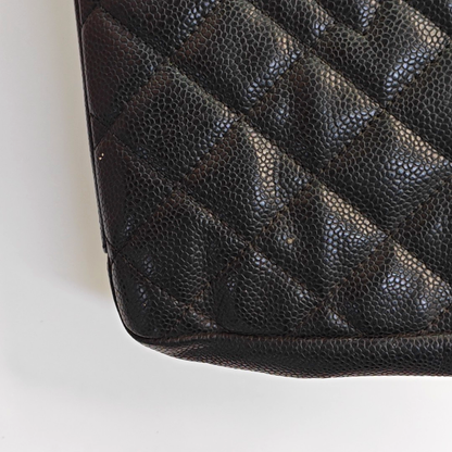 CHANEL CHANEL GST Large Size Black Calfskin Quilted Cannage Shoulder Bag Tote Bag Silver Hardware 15K Clasp-(SKU)-965088697